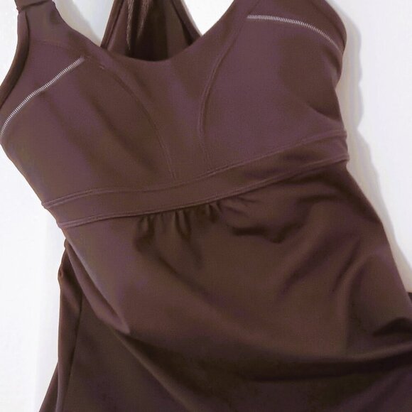 ATHLETA SLATE GRAY SPORTS TOP W/BUST SHELF, MEDIUM, SOFT POLY - Picture 1 of 7